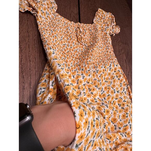 Faithfull the Brand Laszlo Sunflower Print Square Neck Smocked Jumpsuit Size‎ S - Picture 7 of 10